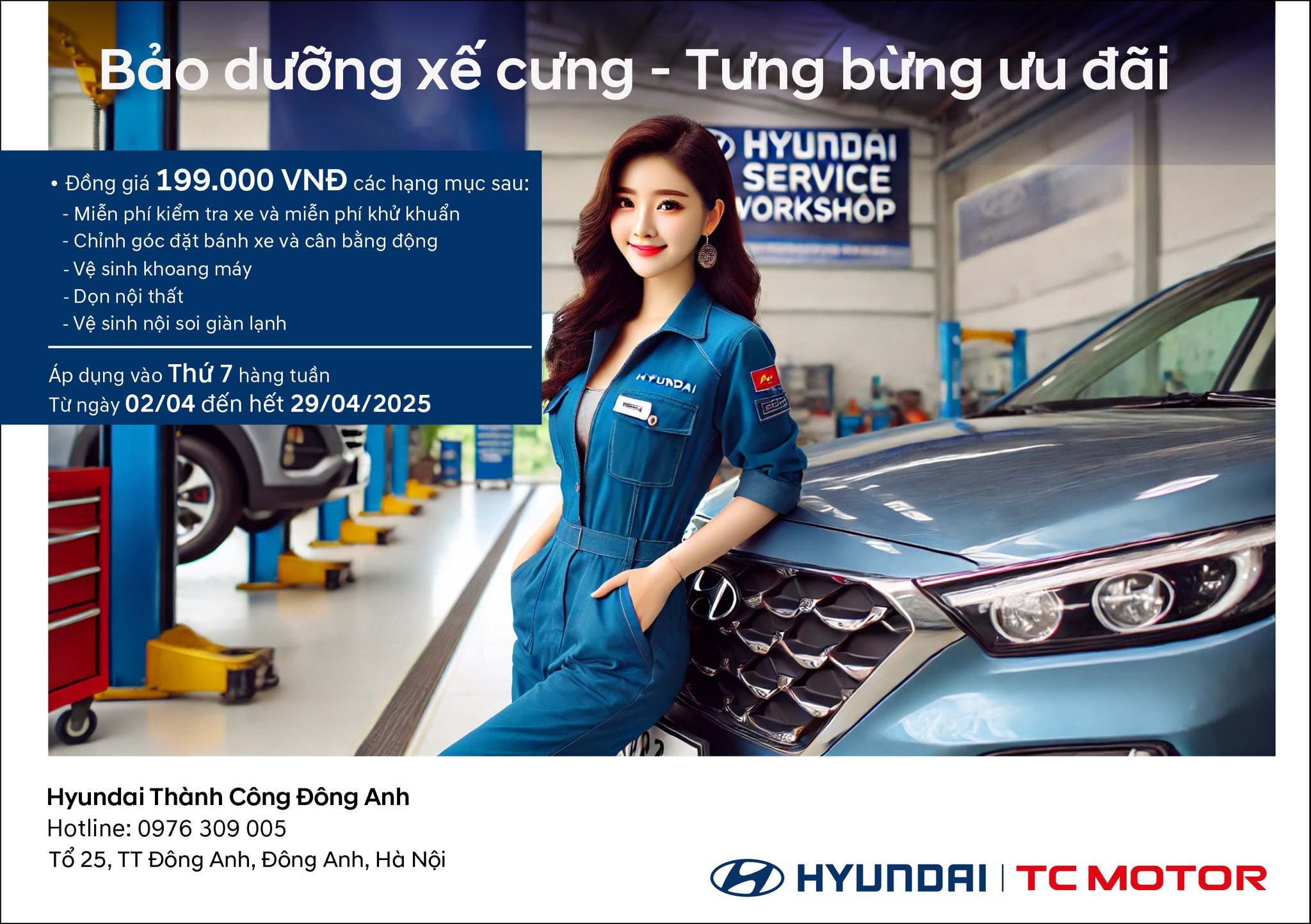 Khuyến mại dịch vụ tháng 04/2025 tại Hyundai Đông Anh